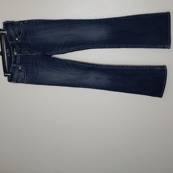 Silver Mid Rise Broken In Double S Pocket Distressed Jeans Western Suki Rodeo - Picture 13 of 16